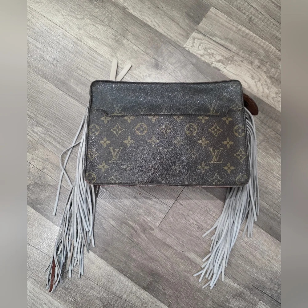 Upcycled LV LOUIS VUITTON Westerncore Clutch Pouch Bag Formal Monogram Tassel - Picture 2 of 15